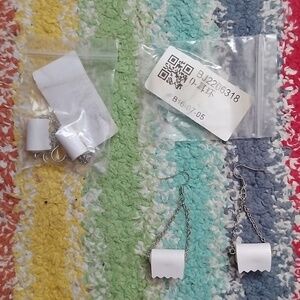 Silver Chain Earrings with White Pendants